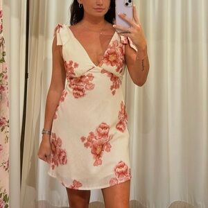Floral Mini Dress in White and Pink